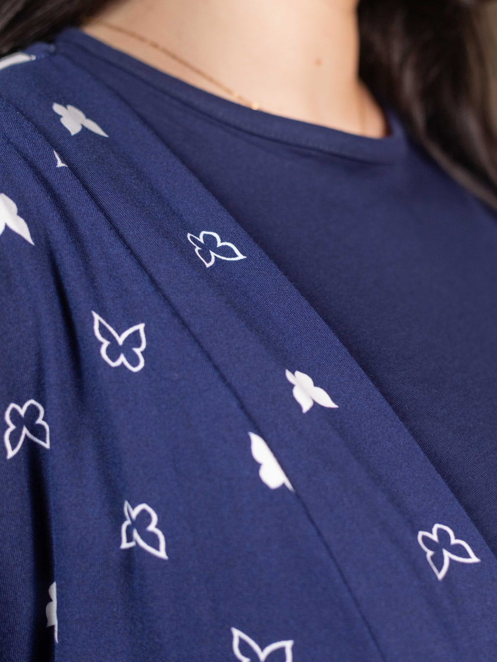 (Matching) Navy Butterfly Robe Set
