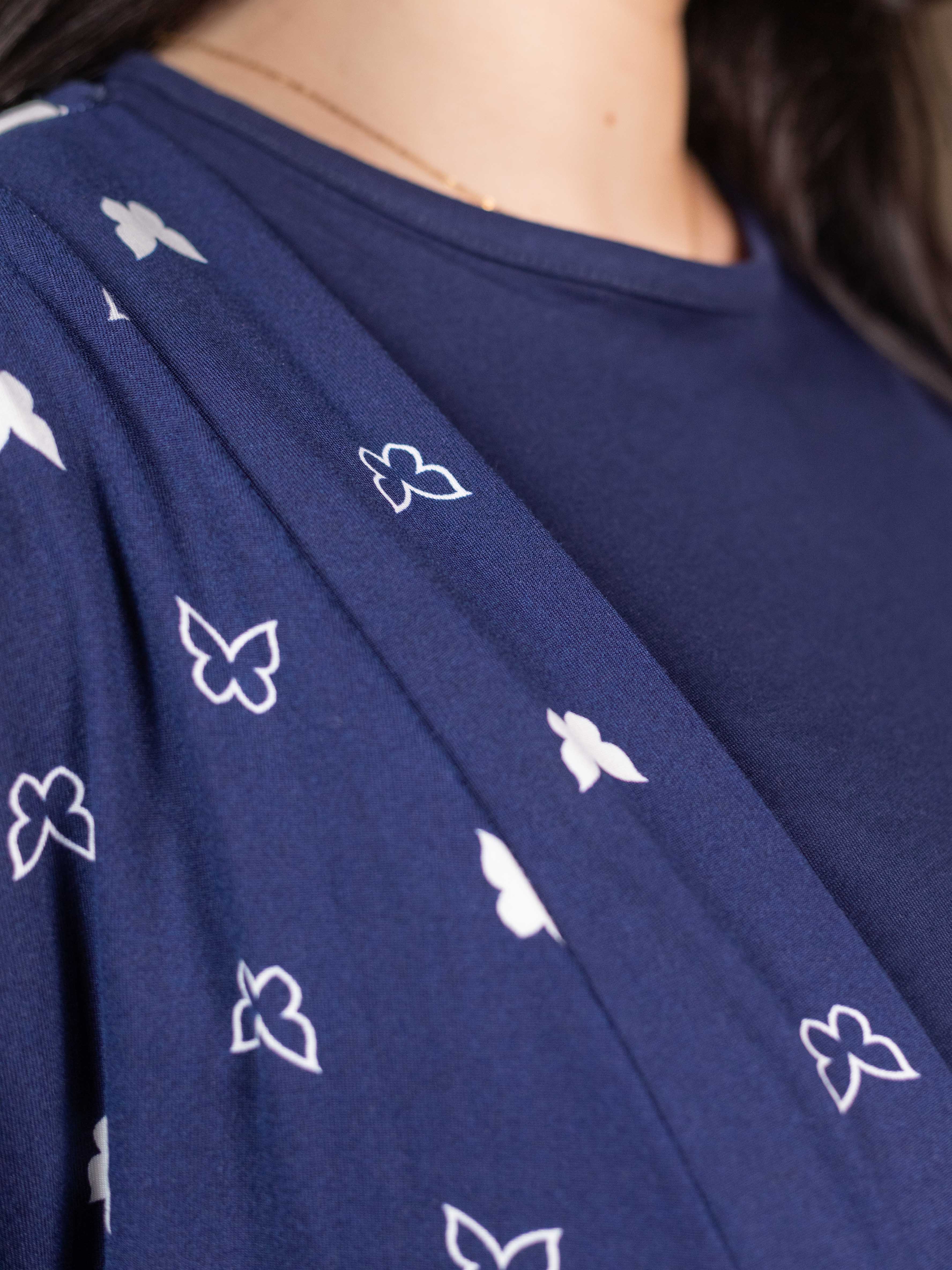 (Matching) Navy Butterfly Robe Set