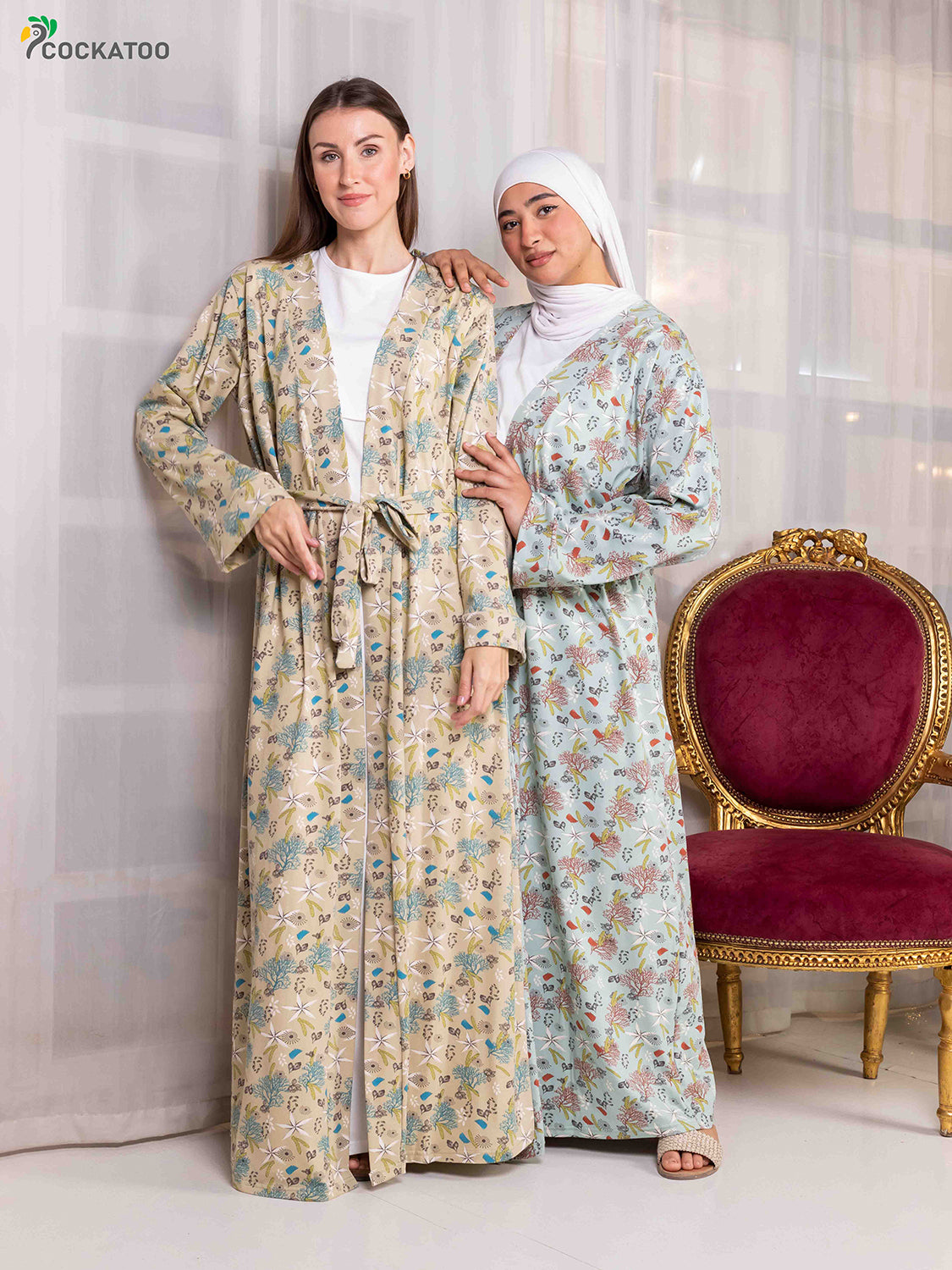 طقم روب بنقشة الزهور