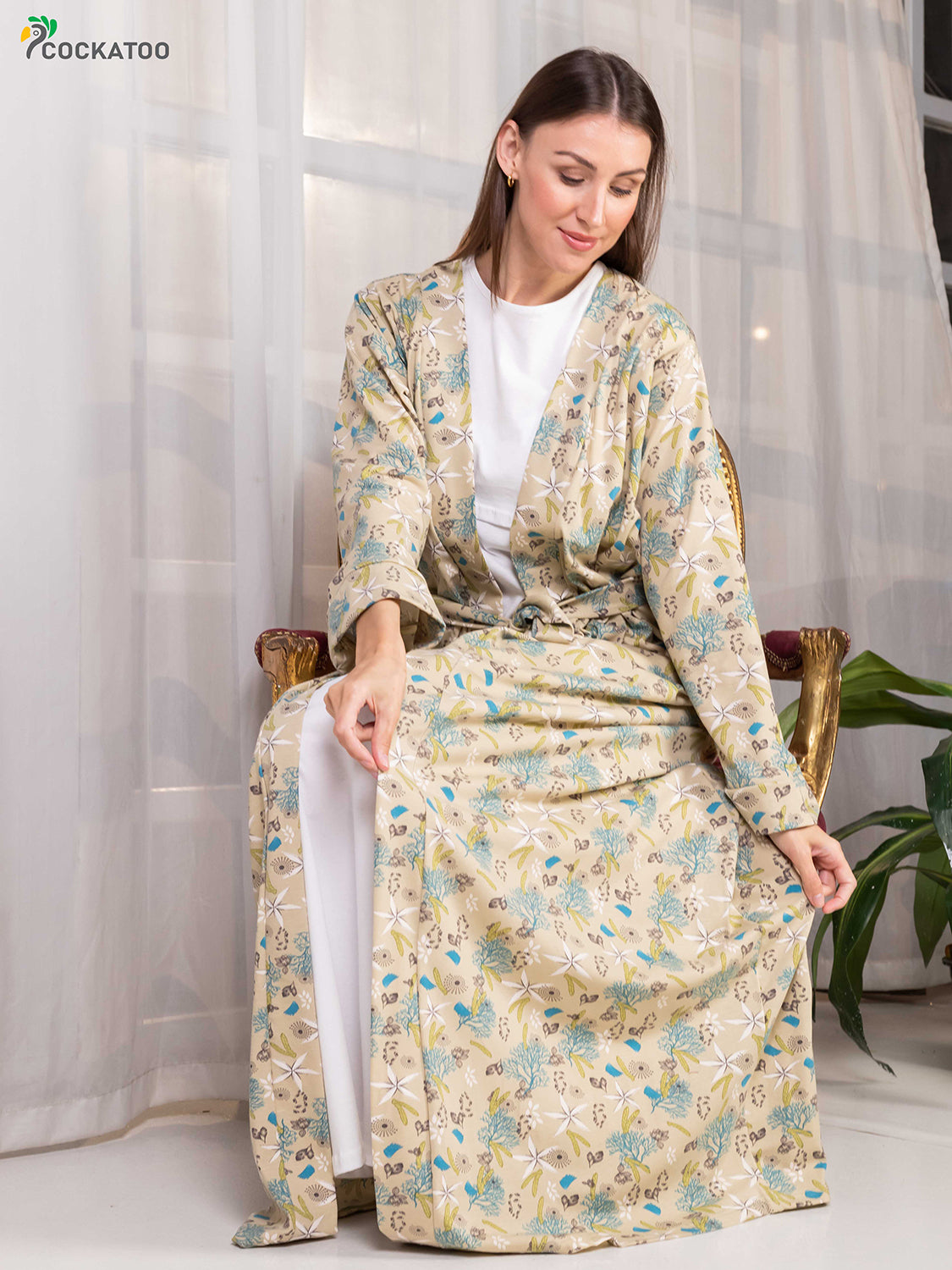 طقم روب بنقشة الزهور