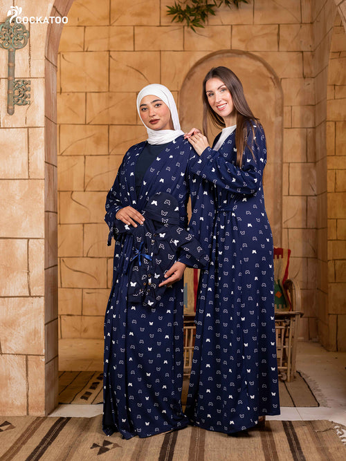 (Matching) Navy Butterfly Robe Set
