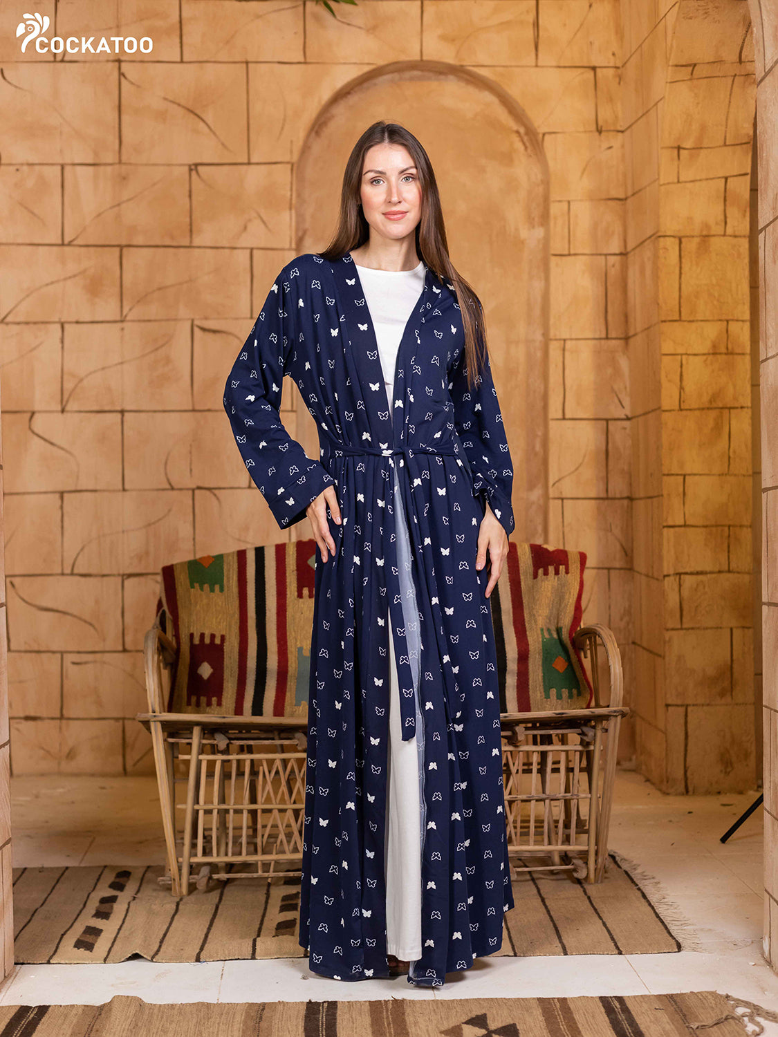 (Matching) Navy Butterfly Robe Set