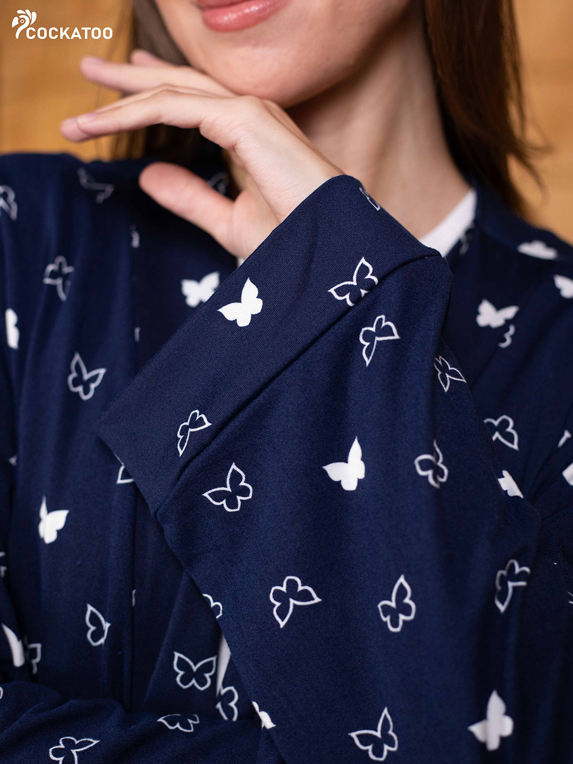(Matching) Navy Butterfly Robe Set